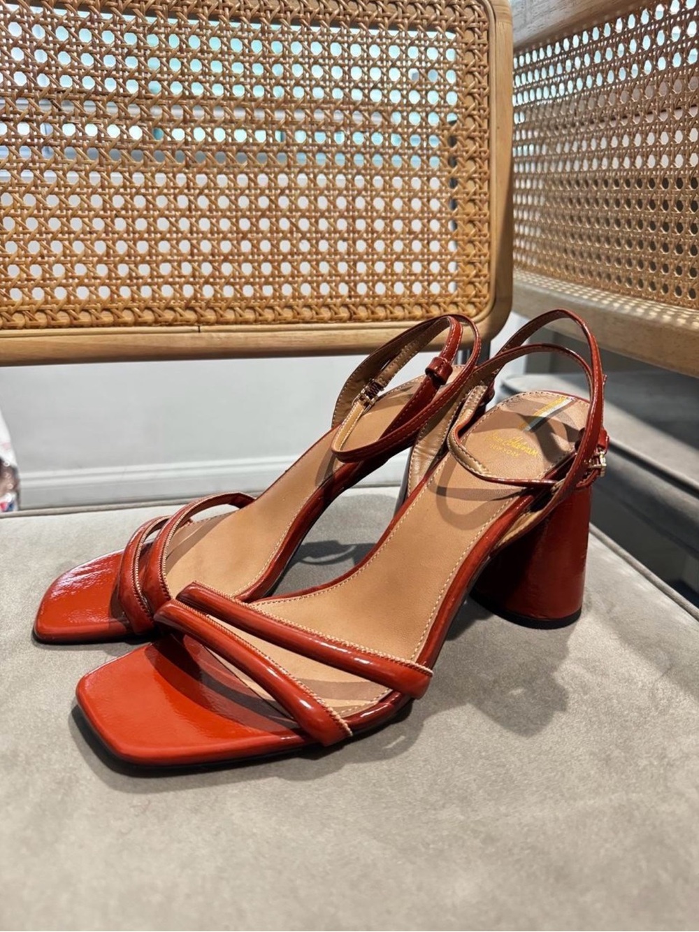 Sam Edelman Kia Strappy Block Heel Sandals in Brick Red